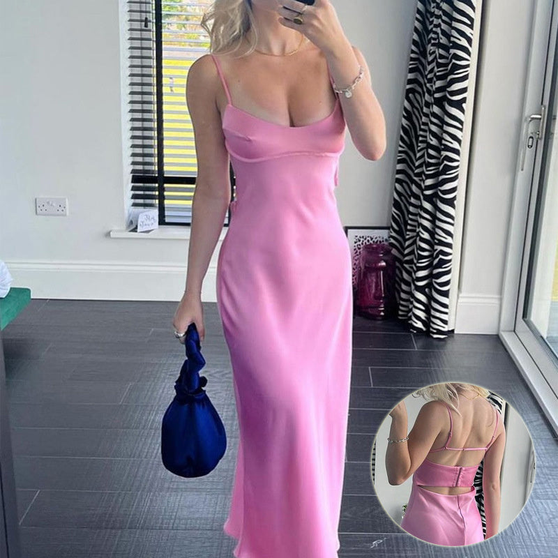 LuxeSatin Slip Dress – Women’s Elegant Satin Camisole Maxi Dress