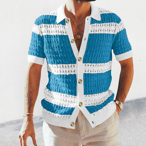 EliteKnit Polo Cardigan – Luxury Men’s Short Sleeve Knitted Top