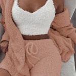 Long Sleeve Crop Top And Drawstring Shorts Pajama Set