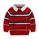 PlaidKnit Pullover – Boys Plaid Jacquard Sweater