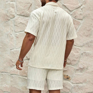 Men Summer Fashion Solid & Loose Casual Two Piece Lapel
