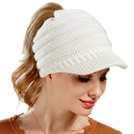 PonyBean Knit Beanie – Winter Ponytail Hat for Women