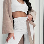 Long Sleeve Crop Top And Drawstring Shorts Pajama Set