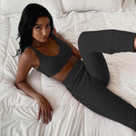Long Sleeve Crop Top And Drawstring Shorts Pajama Set