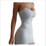 Minimal Muse Halter Dress – Solid Color Slim Fit Party Dress