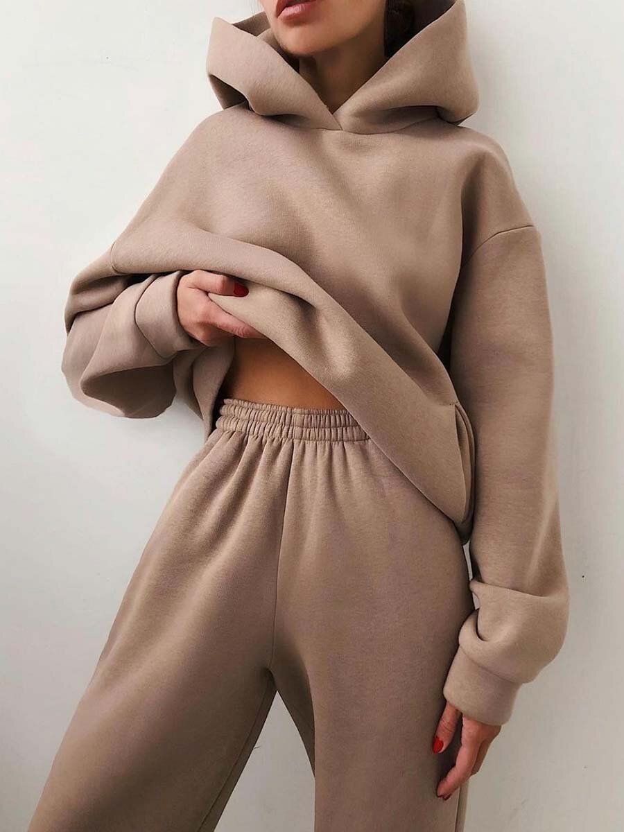 CozyCore Hoodie Set – Women’s Two-Piece Tracksuit & Sweater Outfit