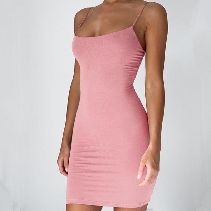 Minimal Muse Halter Dress – Solid Color Slim Fit Party Dress