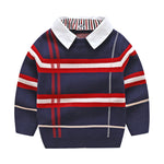 PlaidKnit Pullover – Boys Plaid Jacquard Sweater