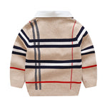 PlaidKnit Pullover – Boys Plaid Jacquard Sweater