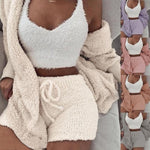 Long Sleeve Crop Top And Drawstring Shorts Pajama Set
