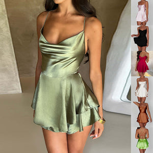 Midnight Satin Mini Dress – A-Line Fit