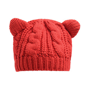 CatEar Knit Beanie – Handmade Winter Hat with 3D Ears