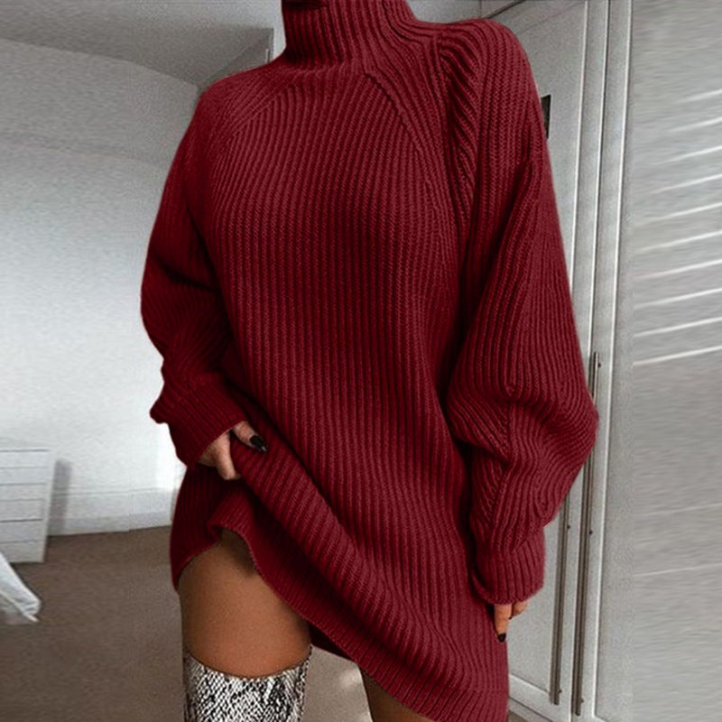 Solid Turtleneck Long Sweater Winter Warm Women Sweater Dress StyleCore Solid Turtleneck Long Sweater Winter Warm Women Sweater Dress StyleCore