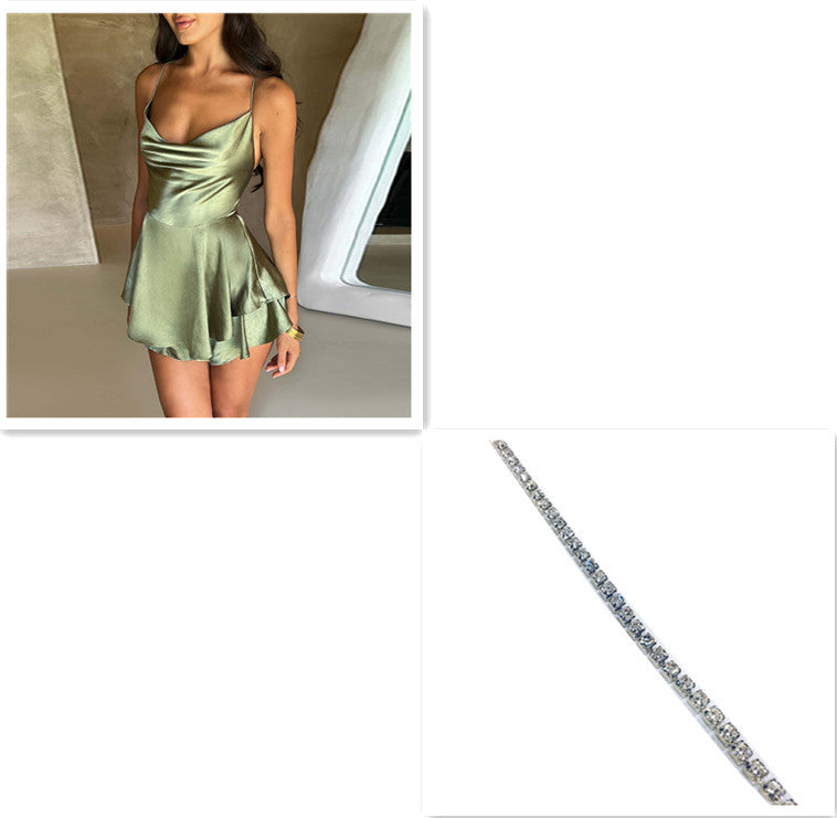 Midnight Satin Mini Dress – A-Line Fit