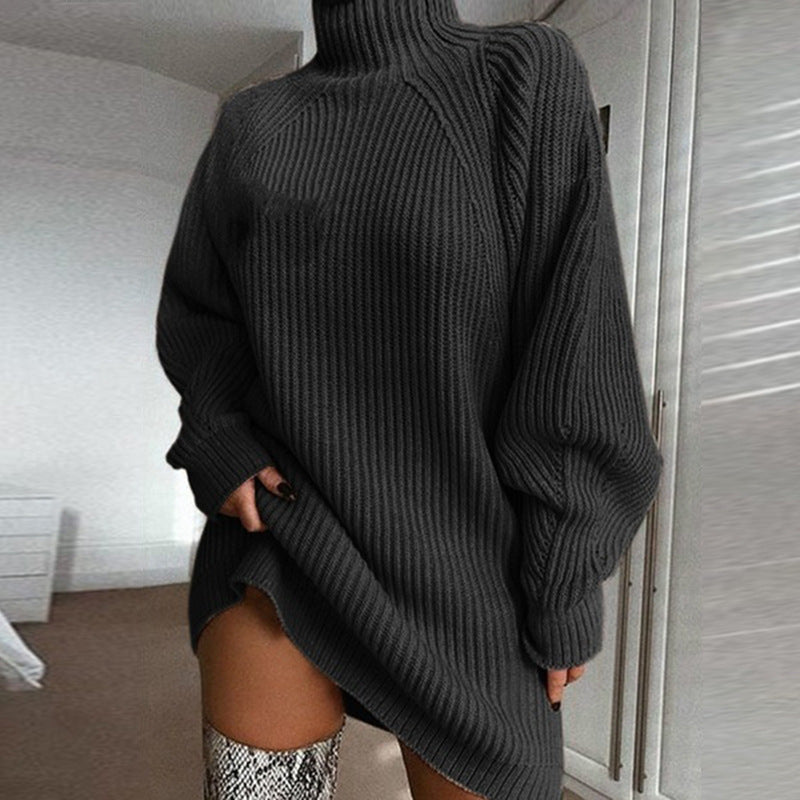 Solid Turtleneck Long Sweater Winter Warm Women Sweater Dress StyleCore Solid Turtleneck Long Sweater Winter Warm Women Sweater Dress StyleCore