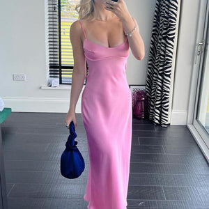 LuxeSatin Slip Dress – Women’s Elegant Satin Camisole Maxi Dress