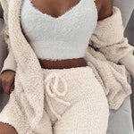 Long Sleeve Crop Top And Drawstring Shorts Pajama Set