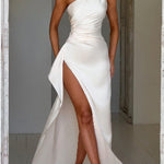 Silhouette One-Shoulder Dress – Satin Backless
