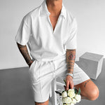 Summer Fashion Men's Short Sleeve Quarter Zip & Casual Shorts Set