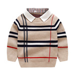PlaidKnit Pullover – Boys Plaid Jacquard Sweater