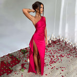 Silhouette One-Shoulder Dress – Satin Backless
