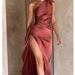 Silhouette One-Shoulder Dress – Satin Backless