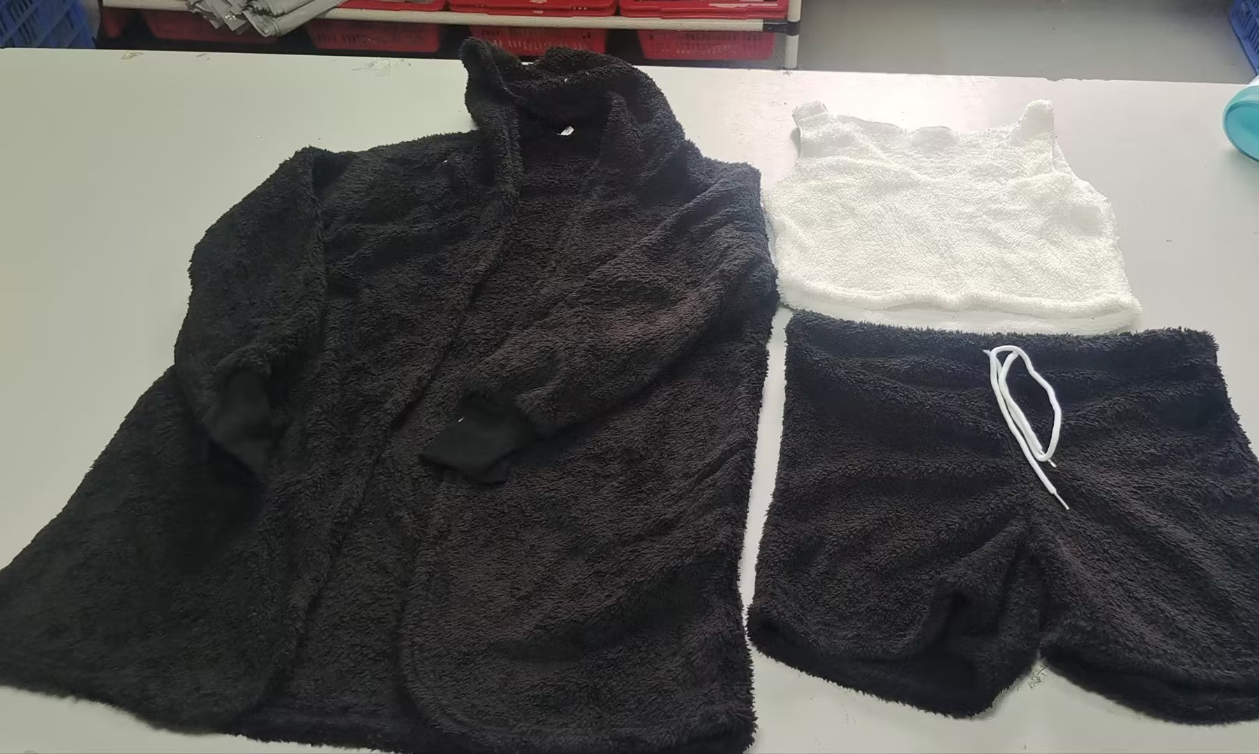 Long Sleeve Crop Top And Drawstring Shorts Pajama Set