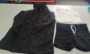 Long Sleeve Crop Top And Drawstring Shorts Pajama Set