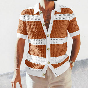 EliteKnit Polo Cardigan – Luxury Men’s Short Sleeve Knitted Top