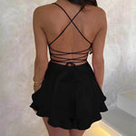 Midnight Satin Mini Dress – A-Line Fit