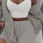 Long Sleeve Crop Top And Drawstring Shorts Pajama Set