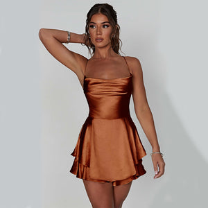 Midnight Satin Mini Dress – A-Line Fit