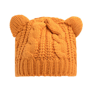 CatEar Knit Beanie – Handmade Winter Hat with 3D Ears