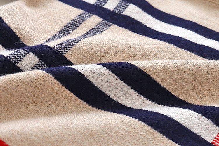PlaidKnit Pullover – Boys Plaid Jacquard Sweater