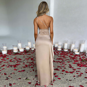 Silhouette One-Shoulder Dress – Satin Backless