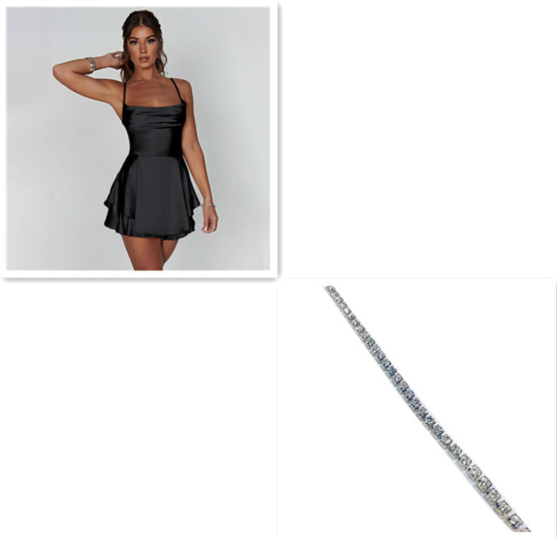 Midnight Satin Mini Dress – A-Line Fit