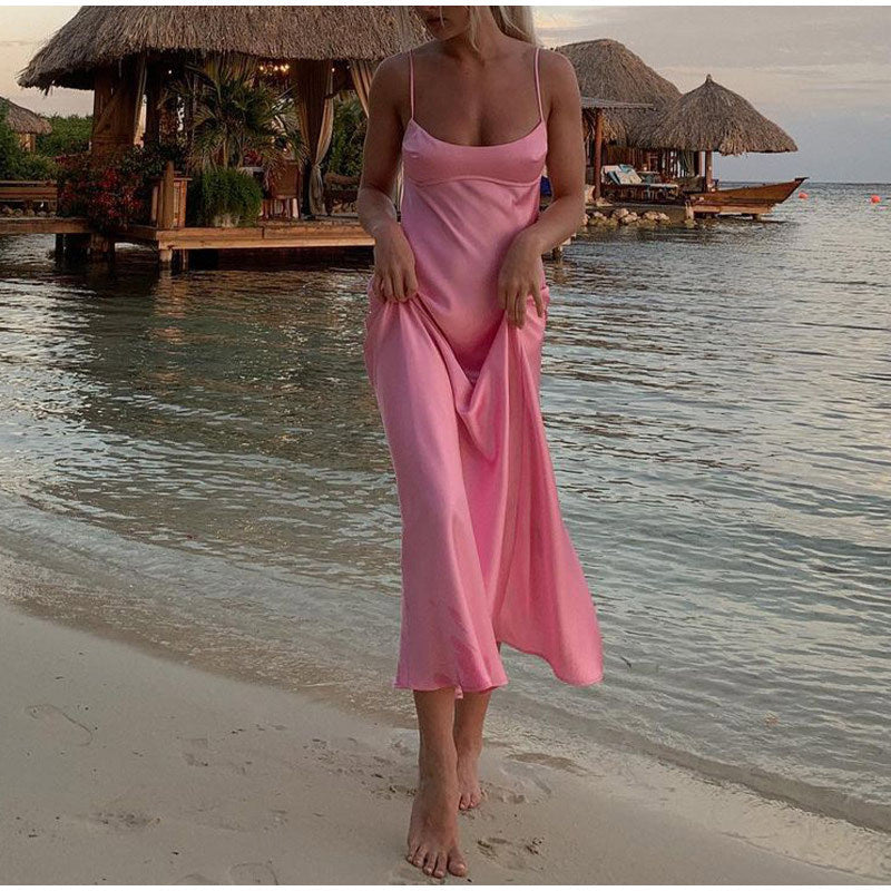 LuxeSatin Slip Dress – Women’s Elegant Satin Camisole Maxi Dress