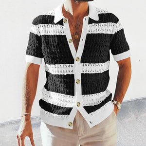 EliteKnit Polo Cardigan – Luxury Men’s Short Sleeve Knitted Top
