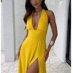 Sunset Halter Maxi – Halterneck Backless Slit Summer Dress