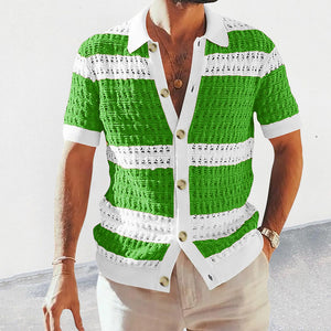 EliteKnit Polo Cardigan – Luxury Men’s Short Sleeve Knitted Top