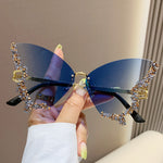 DiamondWing Rimless – Luxury Diamond Butterfly Sunglasses
